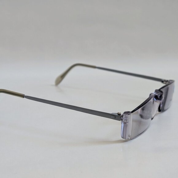 NWT Vintage 90's Small Rectangle Rimless Half Frame Reading Glasses (Gray) - Picture 2 of 4